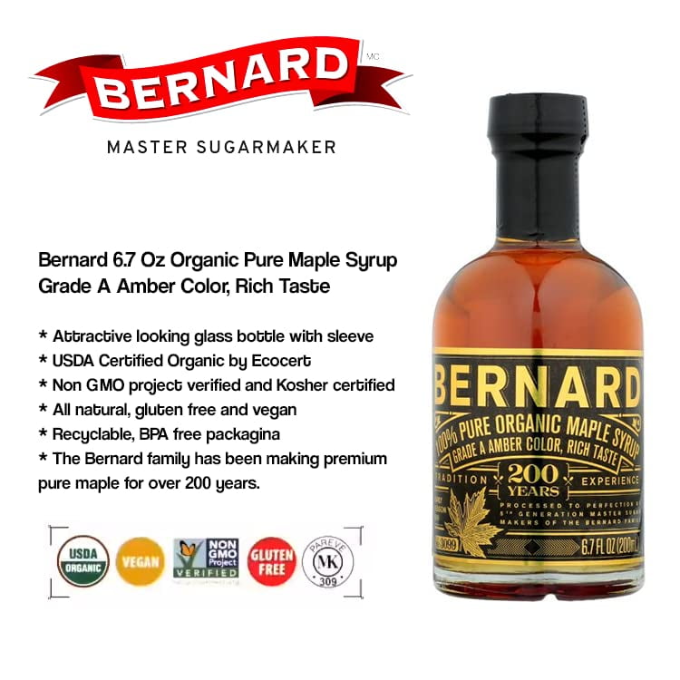 Bernard Organic Amber Maple Syrup 6.7 fl oz (Pack Of 8)