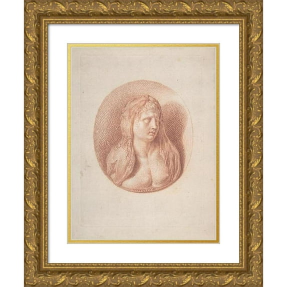 Bernard Picart 19x24 Gold Ornate Framed and Double Matted Museum Art Print Titled - Presumed Portrait of Alexander the Great (1719)