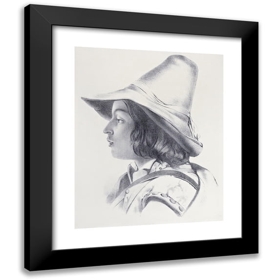 Bernard-Romain Julien 15x18 Black Modern Framed Museum Art Print Titled - Julien's Studies of Heads Pl 24 (1840)
