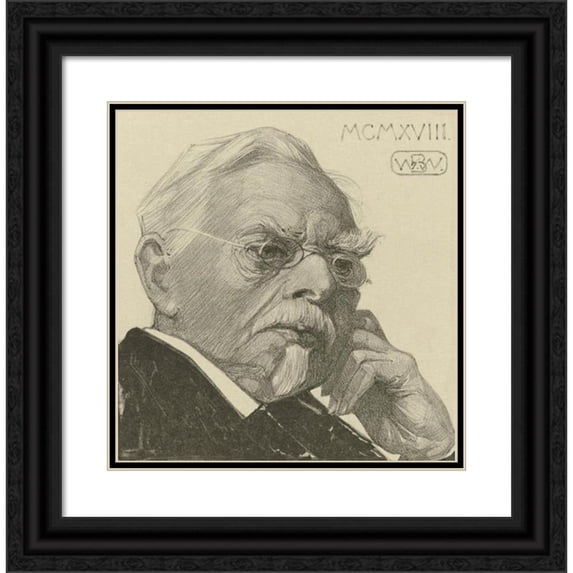 Bernard Willem Wierink 12x12 Black Ornate Wood Framed Double Matted Museum Art Print Titled: Portret Van August Bothbe (1982)