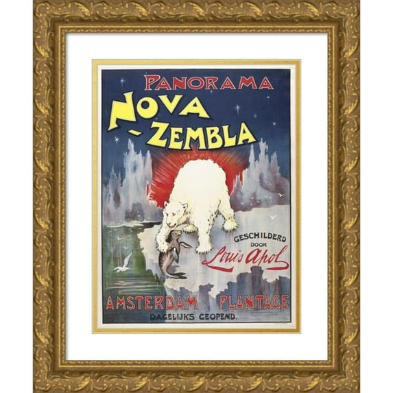Bernard Willem Wierink 19x24 Gold Ornate Framed and Double Matted Museum Art Print Titled - Panorama Nova Zembla Painted by Louis Apol. Amsterdam Plantage (1895)