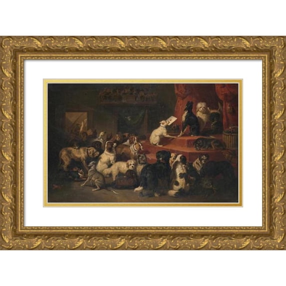 Bernard te Gempt 14x11 Gold Ornate Wood Frame and Double Matted Museum Art Print Titled - The Dog Request (1854)
