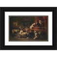 thumbnail image 1 of Bernard te Gempt 24x17 Black Ornate Framed Double Matted Museum Art Print Titled: The Dog Request (1854), 1 of 5
