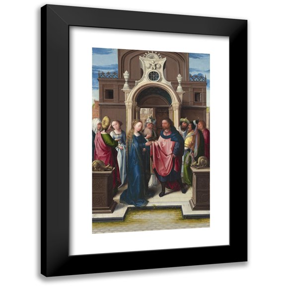 Bernard van Orley 13x18 Black Modern Framed Museum Art Print Titled - The Marriage of the Virgin (C. 1513)