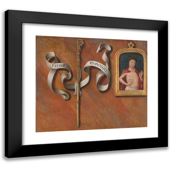 Bernard van Orley 17x15 Black Modern Framed Museum Art Print Titled - Trompe-L’Oeil with Painting of the Man of Sorrows (ca. 1514-15)