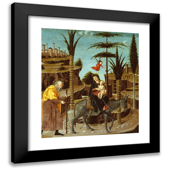Bernardino Butinone 15x17 Black Modern Framed Museum Art Print Titled - The Flight into Egypt (C. 1485)