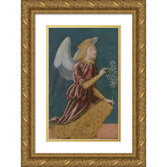 Bernardino Fungai 16x24 Gold Ornate Framed and Double Matted Museum Art Print Titled - Annunciatory Angel (ca. 1495)