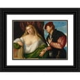 thumbnail image 1 of Bernardino Licinio 24x18 Black Ornate Framed Double Matted Museum Art Print Titled: Woman Visited by Her Lover, 1 of 5
