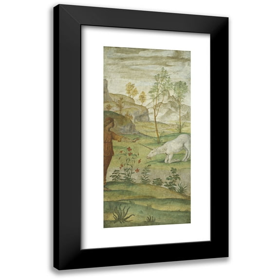 Bernardino Luini 13x24 Black Modern Framed Museum Art Print Titled - Procris and the Unicorn (C. 1520-1522)