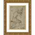 thumbnail image 1 of Bernardino Poccetti 11x14 Gold Ornate Wood Frame and Double Matted Museum Art Print Titled - Man on Bended Knee, Pulling on Rope (C. 1604), 1 of 4