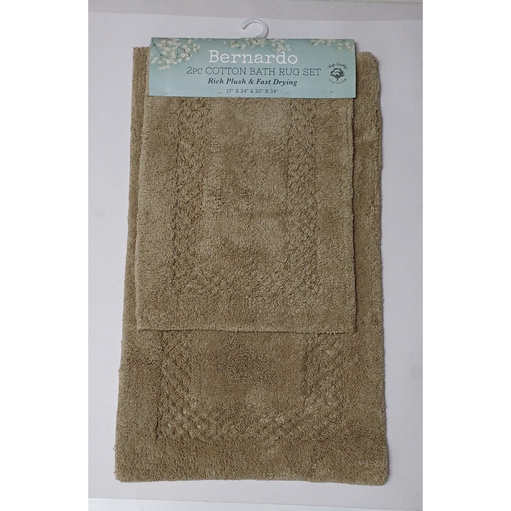 Bernardo 2pc Cotton Bath Rug Set Taupe - Walmart.com
