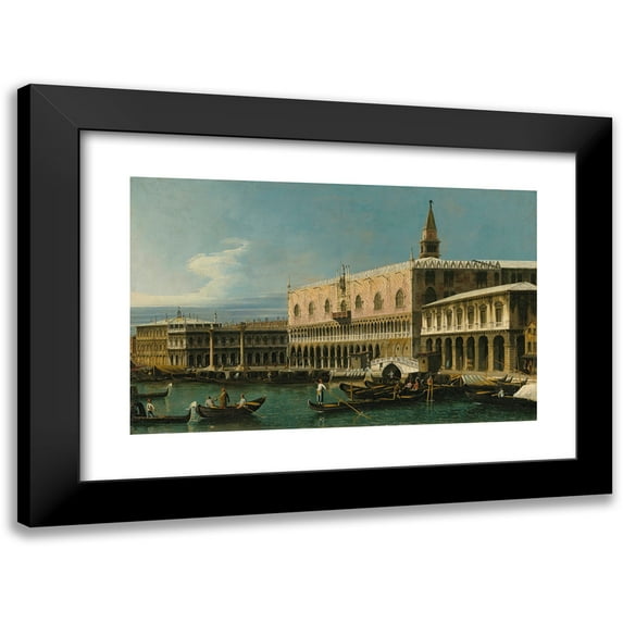 Bernardo Bellotto 14x11 Black Modern Framed Museum Art Print Titled - Venice, a View of the Molo, Looking West, with the Palazzo Ducale and South Side of the Piazzetta