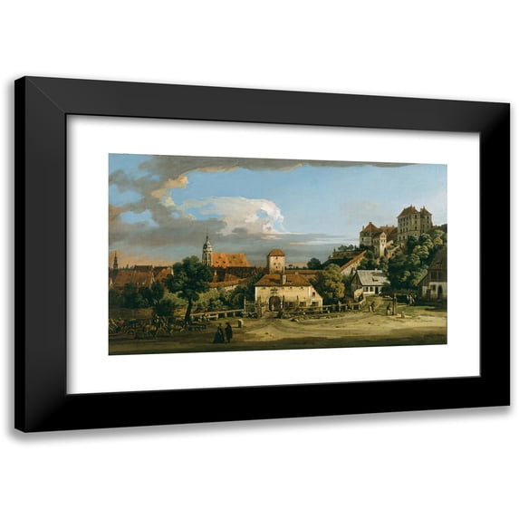 Bernardo Bellotto 24x16 Black Modern Framed Museum Art Print Titled - Pirn; the Obertor from the South (Mid-1750s)