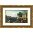 thumbnail image 1 of Bernardo Bellotto 24x16 Gold Ornate Framed and Double Matted Museum Art Print Titled - Architectural Caprice with a Palace (1765-1766), 1 of 4