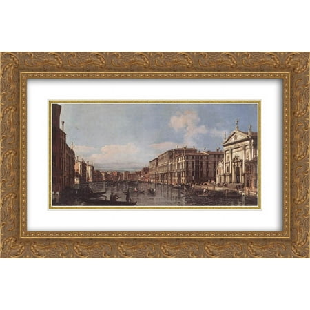 Bernardo Bellotto 2x Matted 24x18 Gold Ornate Framed Art Print 'View of the Grand Canal at San Stae'