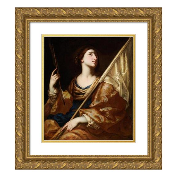 Bernardo Cavallino 20x23 Gold Ornate Framed and Double Matted Museum Art Print Titled - Saint Ursula (ca. 1650)
