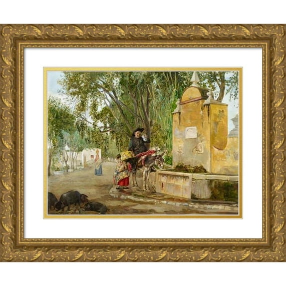 Bernardo Ferrándiz Bádenes 18x14 Gold Ornate Wood Frame and Double Matted Museum Art Print Titled - Charity and Love of God (1871)