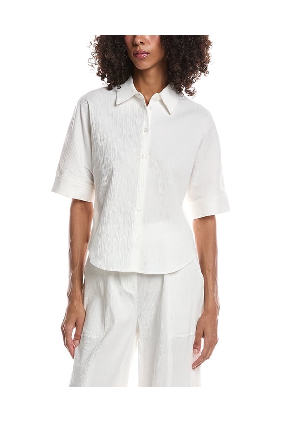 womens Dolman Button-Up Top, s, White