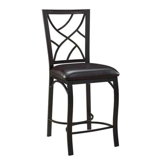 Bernards Tuscan 3 Piece Wrought Iron Counter Height Kitchen Island Set in Black