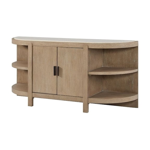 Bernards Elements Curved 2-Door Console Table Marble Top - Toffee