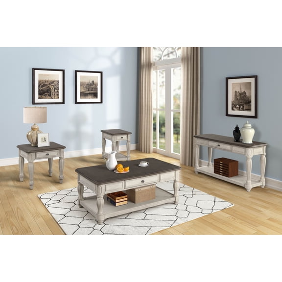 Bernards Linden 20" Tall Cocktail Table with 4 Legs in White