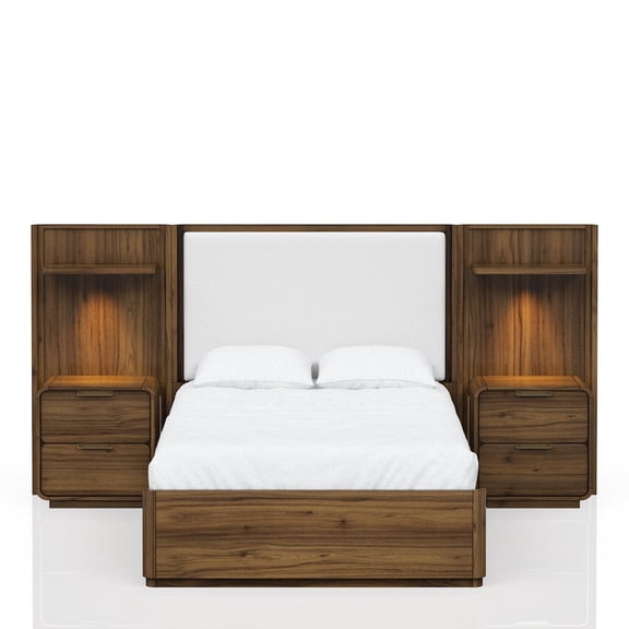 Bernards Summerfield Queen Upholstered Wall Bed in Walnut Finish