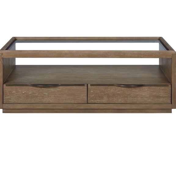 Bernards Transitional Elements Glass Top Cocktail Table - Cocoa