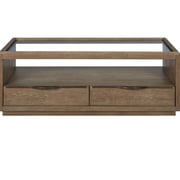 Bernards Transitional Elements Glass Top Cocktail Table - Cocoa