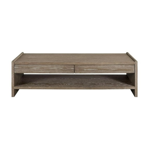 I Home Furnishings Transitional Elements Wood Top 2-Drawer Cocktail Table