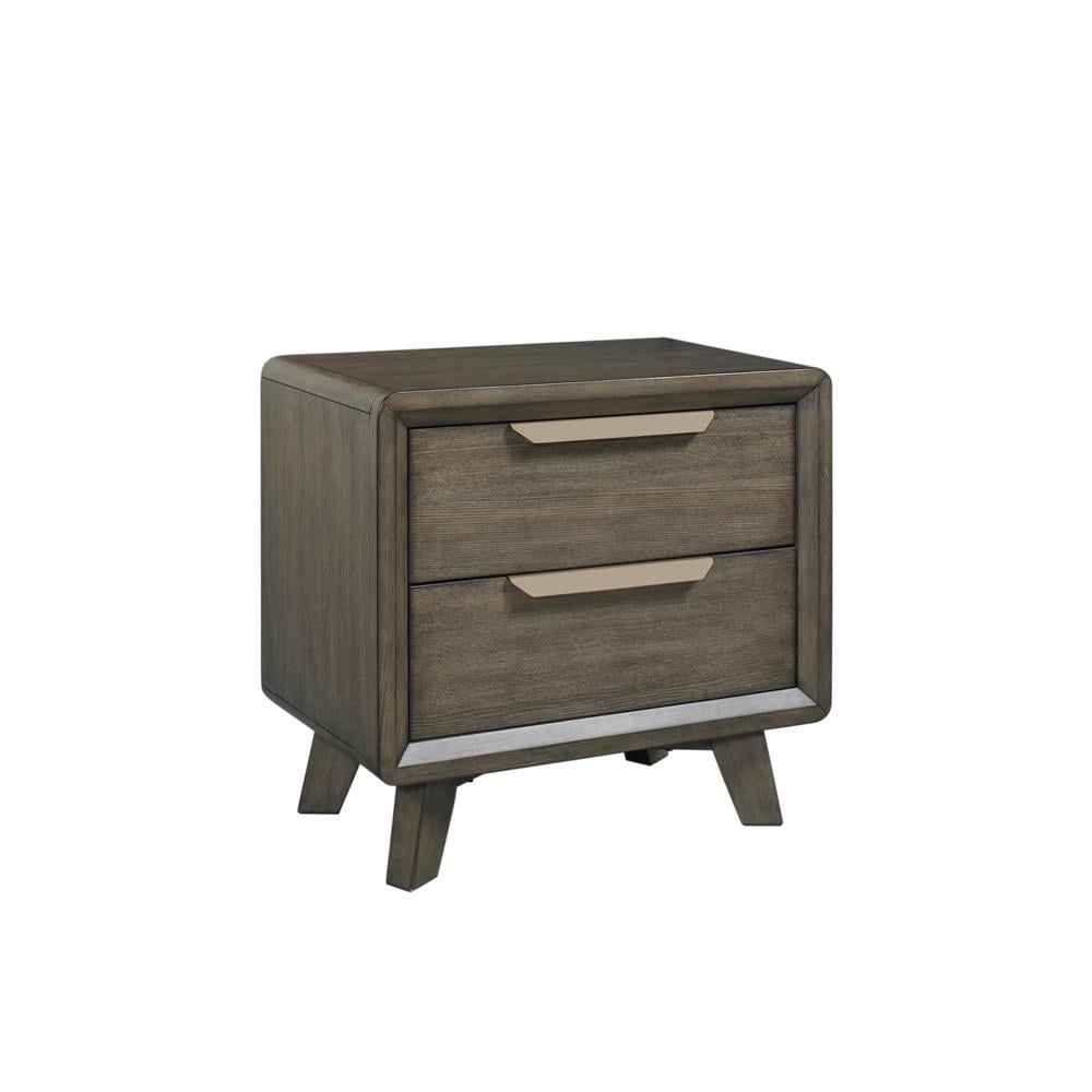 Valencia Coffee 2 Drawer Nightstand with Bronze Pulls