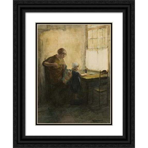 Bernardus Johannes Blommers 14x18 Black Ornate Wood Framed Double Matted Museum Art Print Titled - The Little Helper