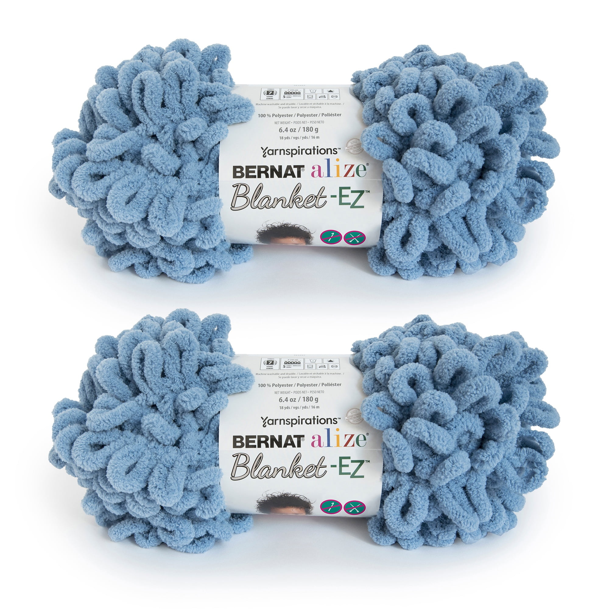 Bernat Alize Blanket Country Blue Yarn 2 Pack of 180g 6.4oz Polyester 7 Jumbo 18 Yards Knitting Crochet Walmart