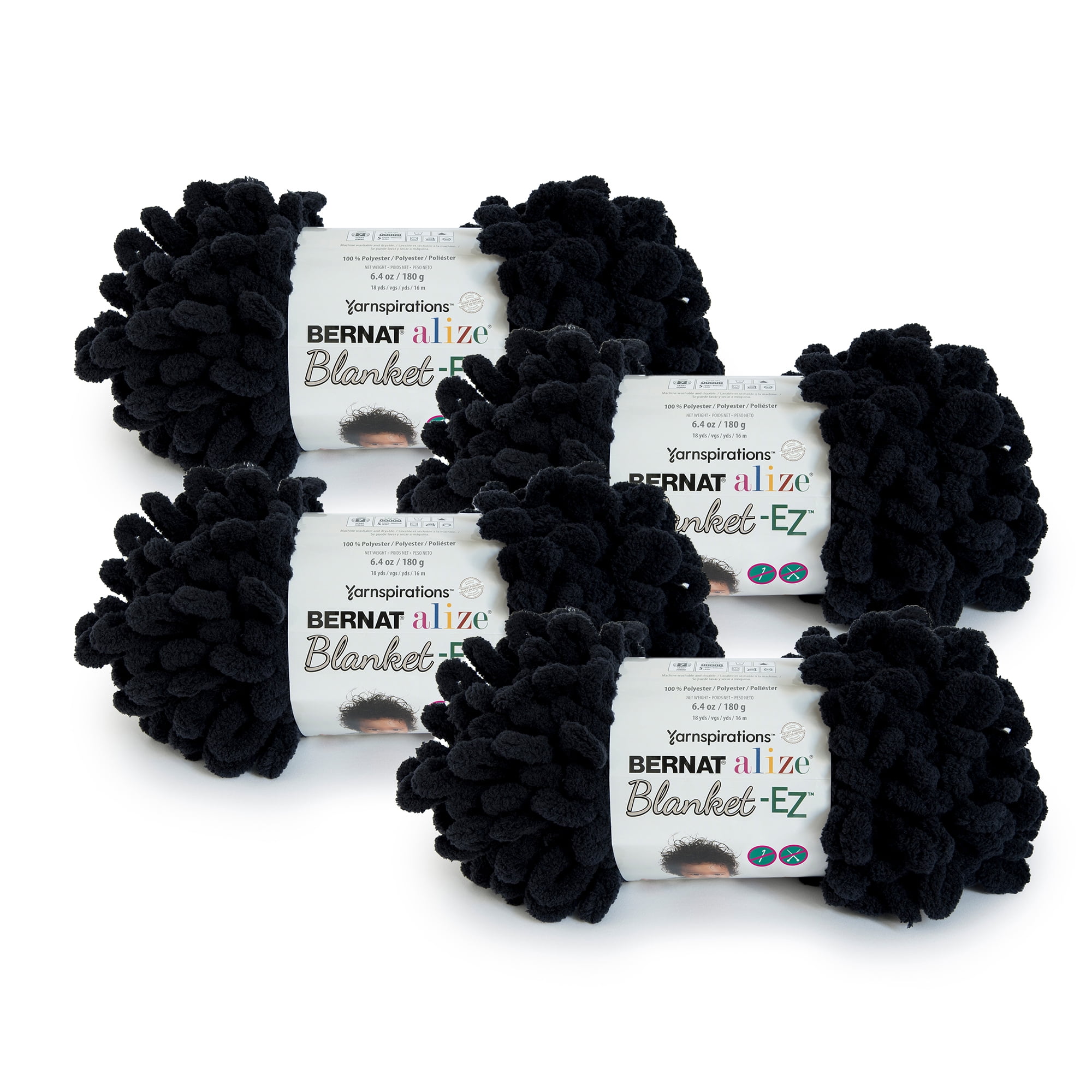 Bernat® Alize® BlanketEZ™ 7 Jumbo Polyester Yarn, Black 6.4oz/180g
