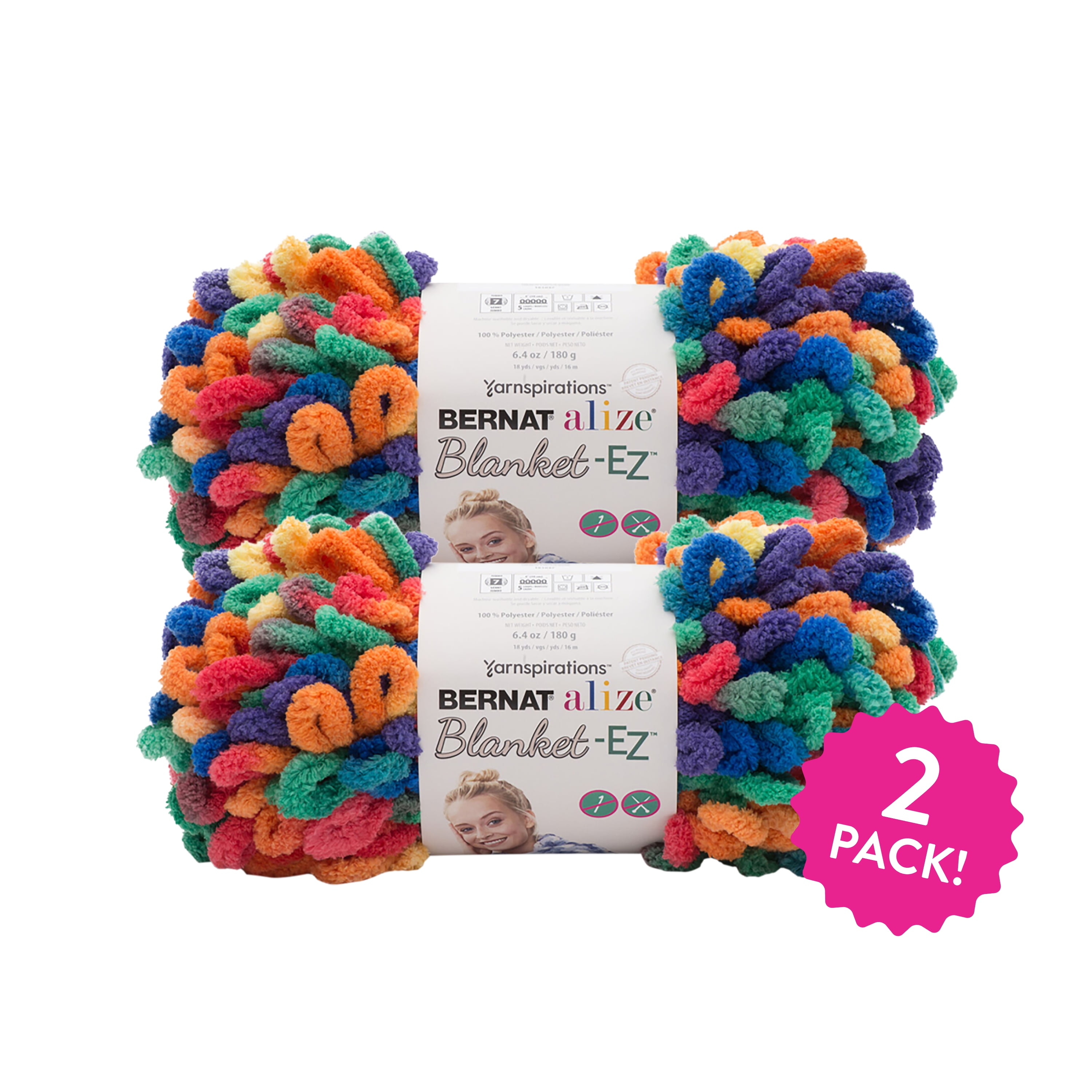 2PK Eco Basics Tie Dye Yarn for Knitting and Crocheting, Multicolor,  Recycled Acrylic, Eco-Friendly, Giant Chunky Yarn, Rainbow, Jumbo, Thick  Blanket