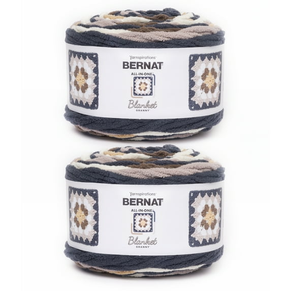 Bernat® All In One Blanket Granny™ #6 Super Bulky Polyester Yarn, Asphalt 8.5oz/240g 178 Yds (2Pk)