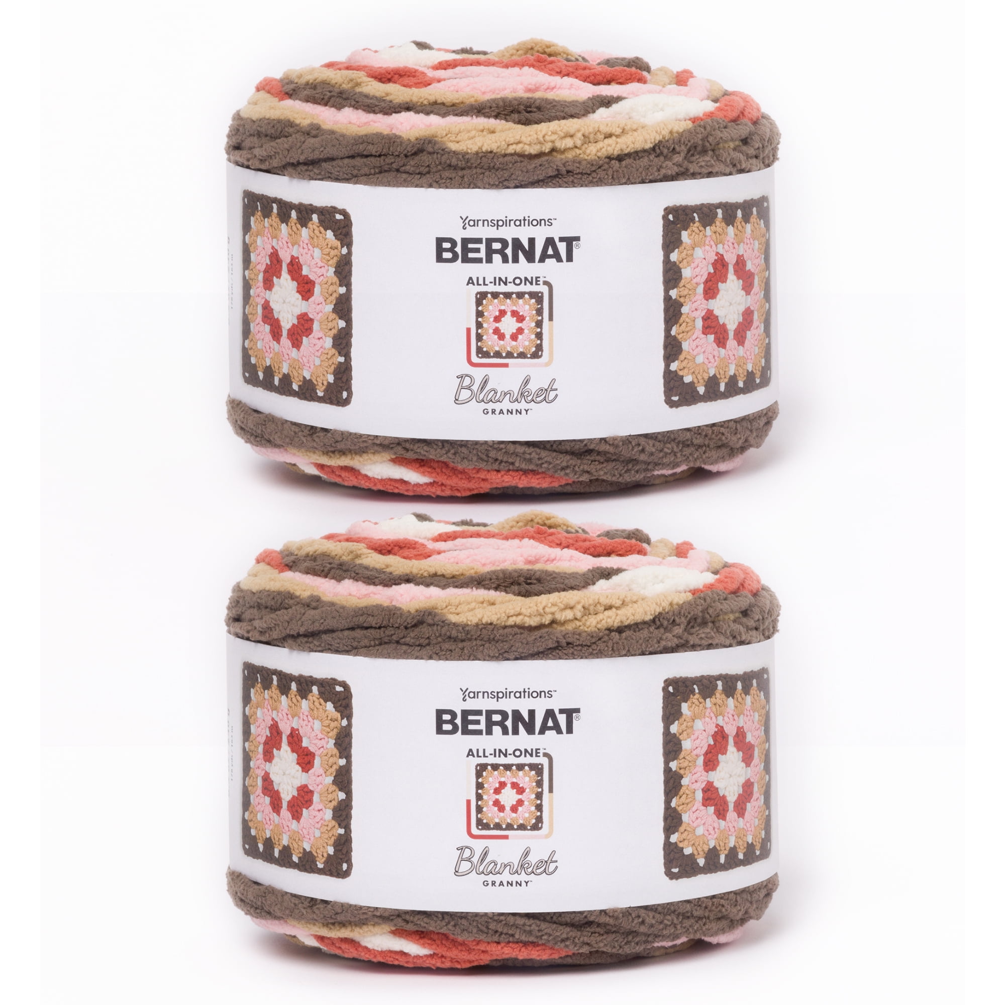 Bernat® All In One Blanket Granny™ #6 Super Bulky Polyester Yarn, Choco Berry 8.5oz/240g 178 Yds (2Pk)