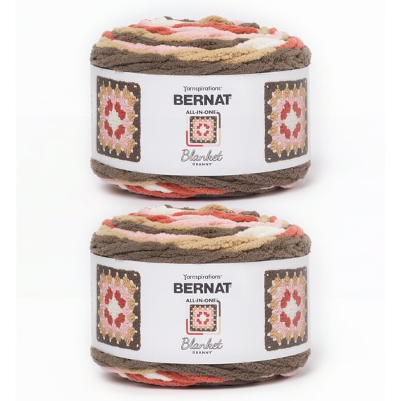 Bernat® All In One Blanket Granny™ #6 Super Bulky Polyester Yarn, Choco Berry 8.5oz/240g 178 Yds (2Pk)