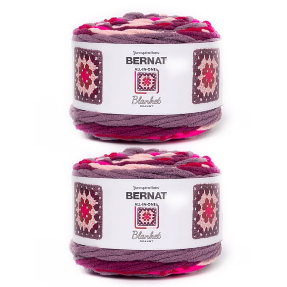 Bernat® All In One Blanket Granny™ #6 Super Bulky Polyester Yarn, Fruit Juice 8.5oz/240g 178 Yds (2Pk)