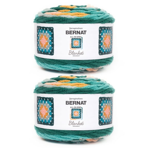 Bernat® All In One Blanket Granny™ #6 Super Bulky Polyester Yarn, Seaside Shine 8.5oz/240g 178 Yds (2Pk)