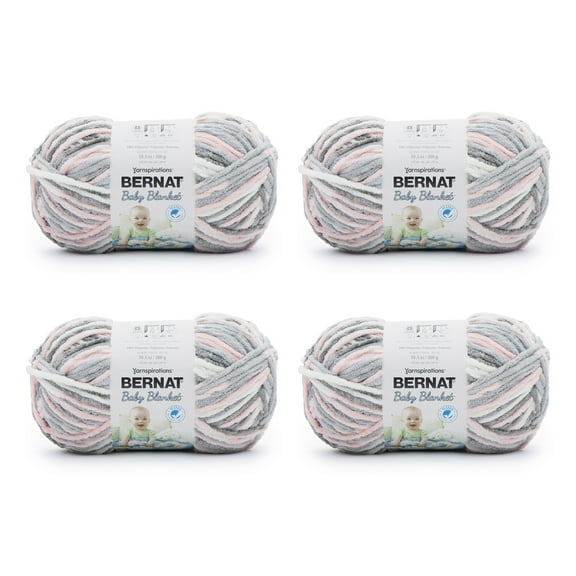 Bernat® Baby Blanket™ #6 Super Bulky Polyester Yarn, Baby Grays 10.5oz/300g, 220 Yards (4 Pack)