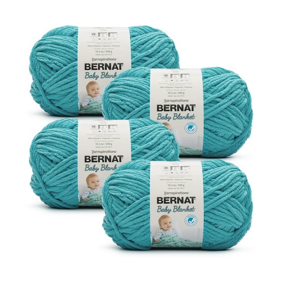 Bernat® Baby Blanket™ #6 Super Bulky Polyester Yarn, Baby Teal 10.5oz/300g, 220 Yards (4 Pack)