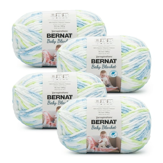 Bernat® Baby Blanket™ #6 Super Bulky Polyester Yarn, Funny Prints 10.5oz/300g, 220 Yards (4 Pack)