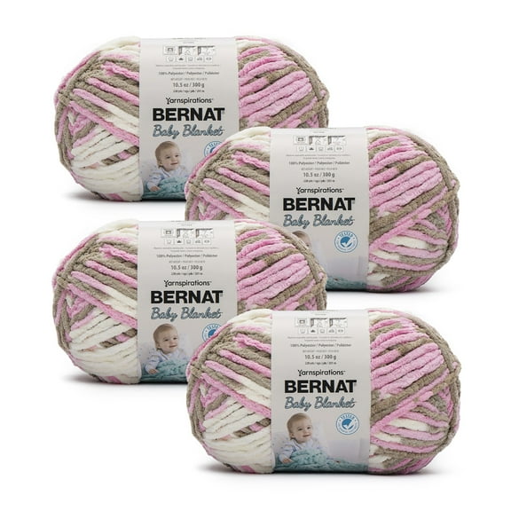 Bernat® Baby Blanket™ #6 Super Bulky Polyester Yarn, Little Roses 10.5oz/300g, 220 Yards (4 Pack)