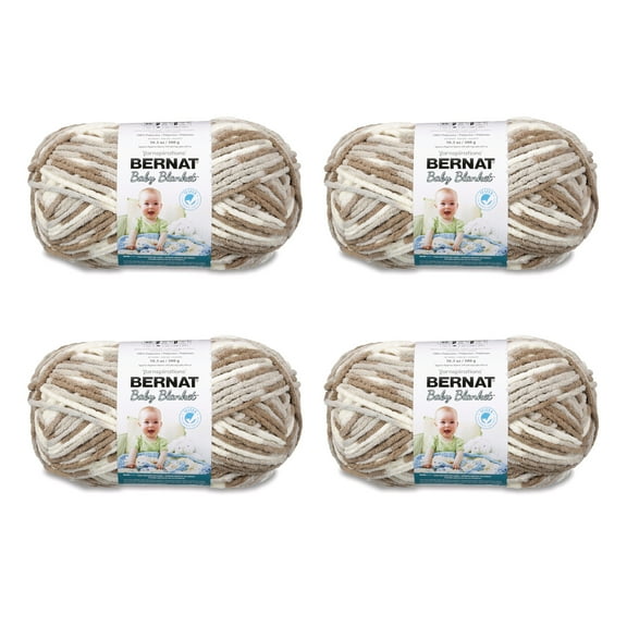 Bernat® Baby Blanket™ #6 Super Bulky Polyester Yarn, Little Sandcastles 10.5oz/300g, 220 Yards (4 Pack)