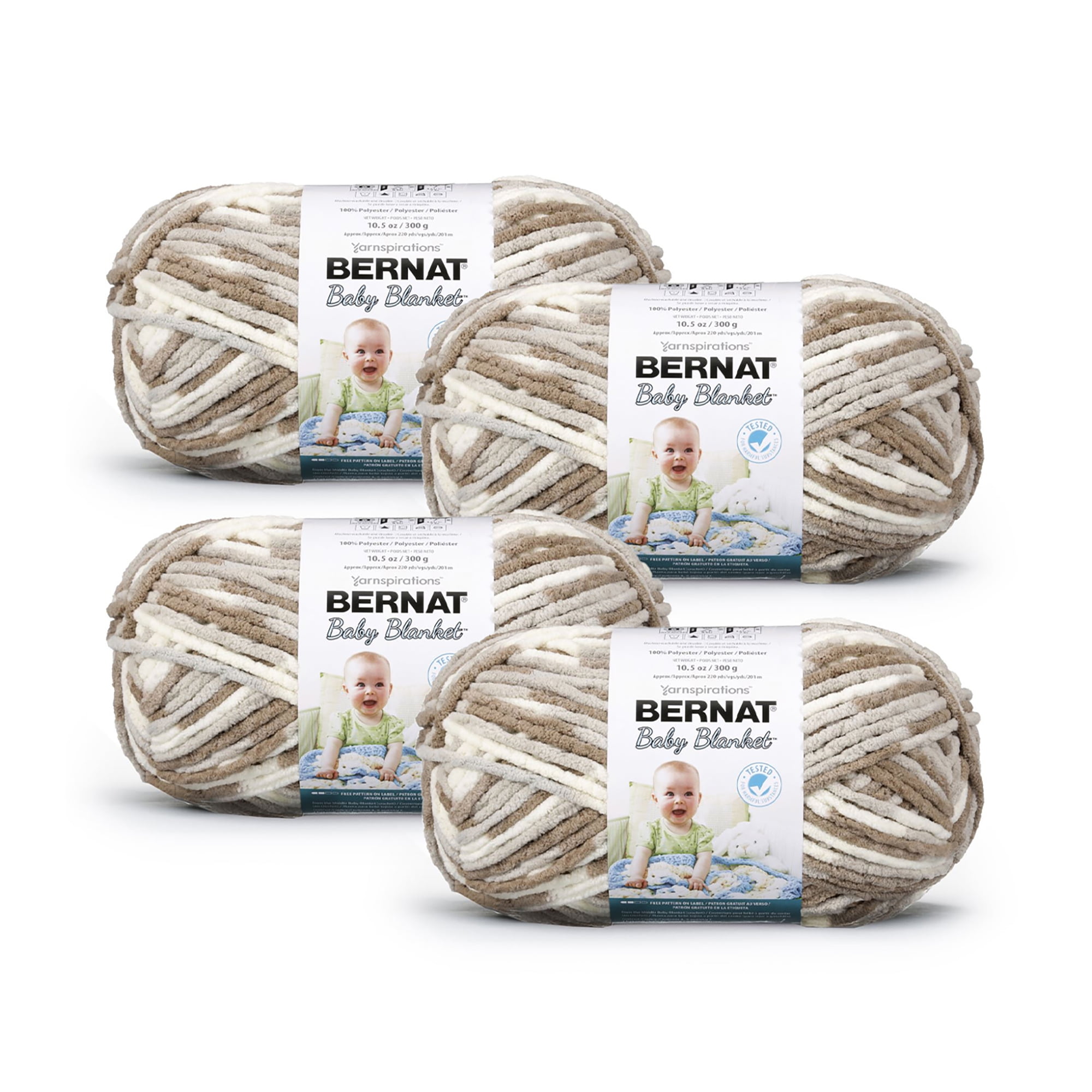 Bernat® Baby Blanket™ #6 Super Bulky Polyester Yarn, Little Sandcastles 10.5oz/300g, 220 Yards (4 Pack)