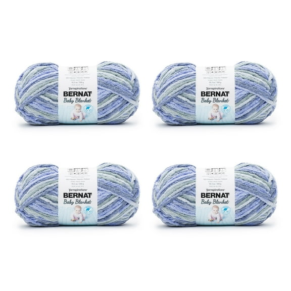 Bernat® Baby Blanket™ #6 Super Bulky Polyester Yarn, Lovely Blue 10.5oz/300g, 220 Yards (4 Pack)