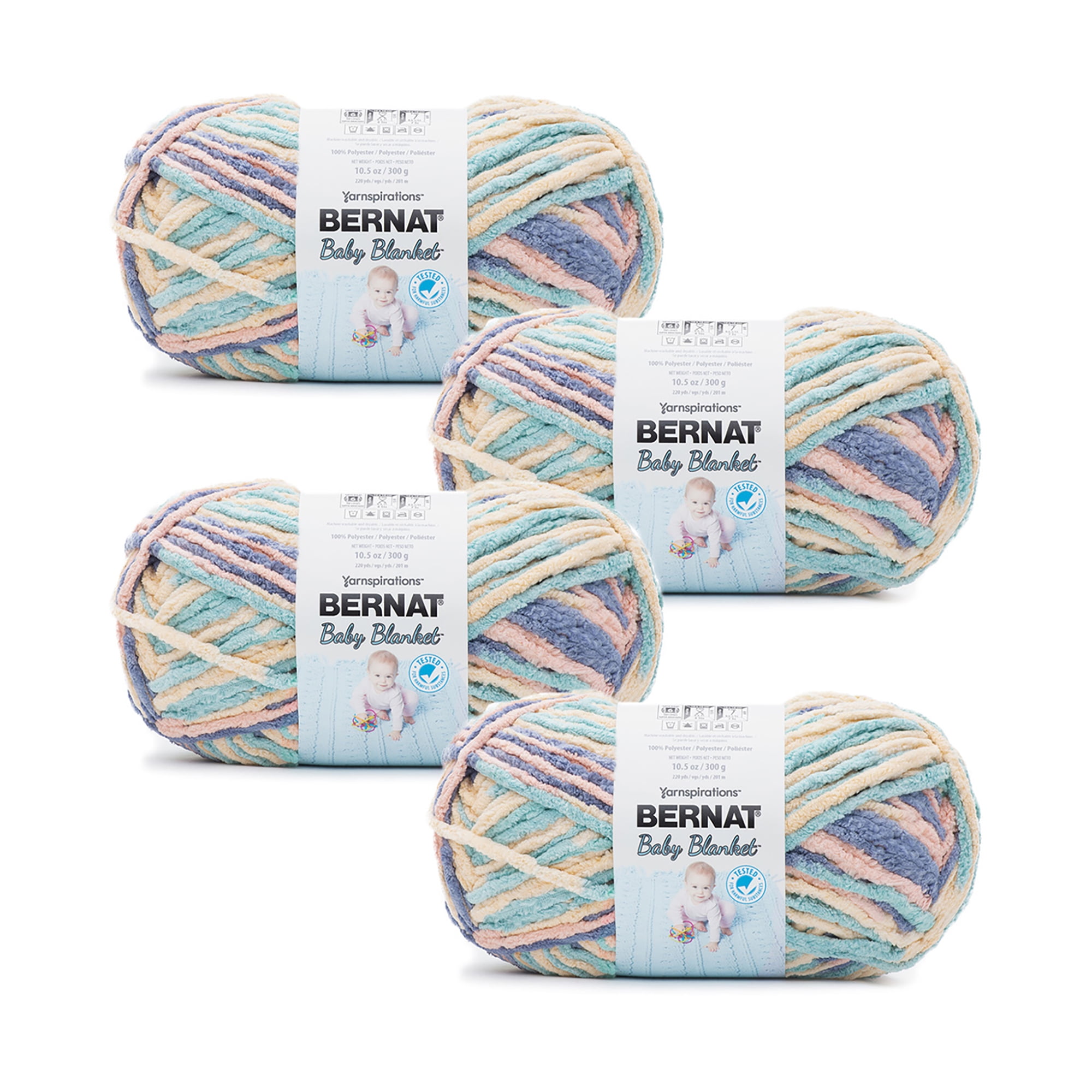 Bernat BABY BLANKET BB Baby Lilac Yarn - 1 Pack of 10.5oz/300g - Polyester  - #6 Super Bulky - 220 Yards - Knitting/Crochet