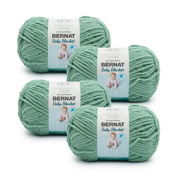 Bernat® Baby Blanket™ #6 Super Bulky Polyester Yarn, Misty Jungle Green 10.5oz/300g, 220 Yards (4 Pack)