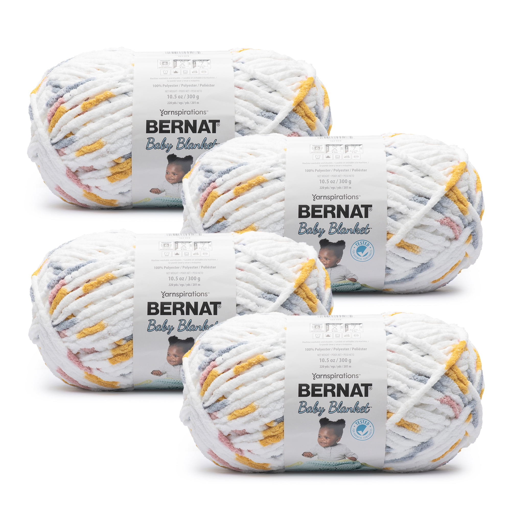 Bernat Blanket #6 Super Bulky Polyester Yarn, Faded Blues 10.5oz/300g, 220 Yards (4 Pack), Size: Super Bulky (6)