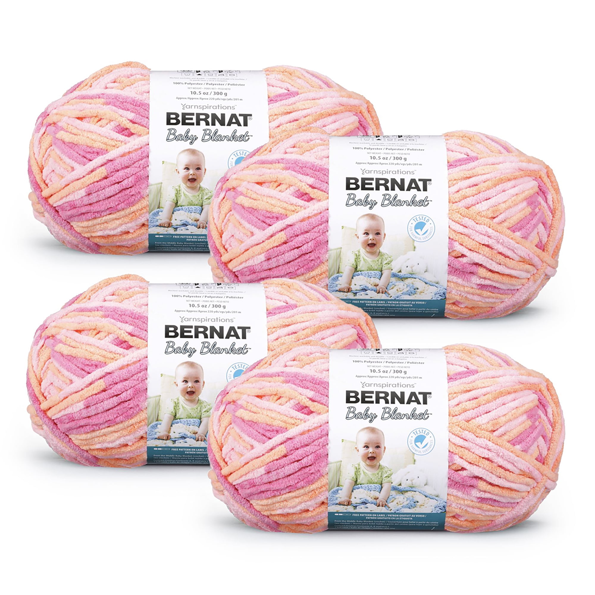 Bernat® Baby Blanket™ 6 Super Bulky Polyester Yarn, Peachy 10.5oz/300g